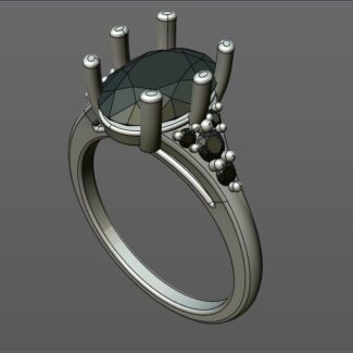Custom made oval cut side stone engagement ring SB4156 quick image 02