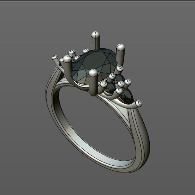 Custom made oval cut side stone engagement ring SB4182 quick image 02