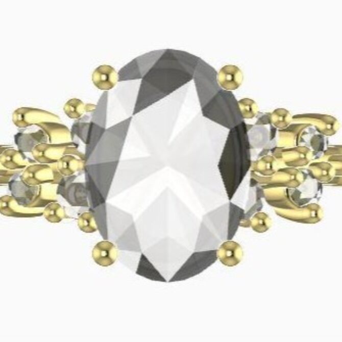 Custom made oval cut side stone engagement ring sb4045 quick image 01