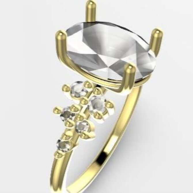 Custom made oval cut side stone engagement ring sb4045 quick image 02