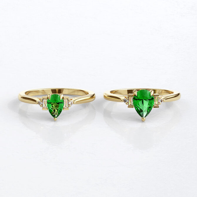 Custom made pear cut emerald multi stone engagement ring sb4142 v2 (left) and V2_2 (right) image 02