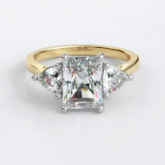 Custom made radiant cut and trillion cut three stone engagement ring sb4025 image 03