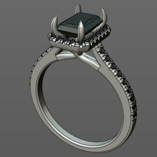 Custom made radiant cut halo and side stone engagement ring SB2217 quick image 02