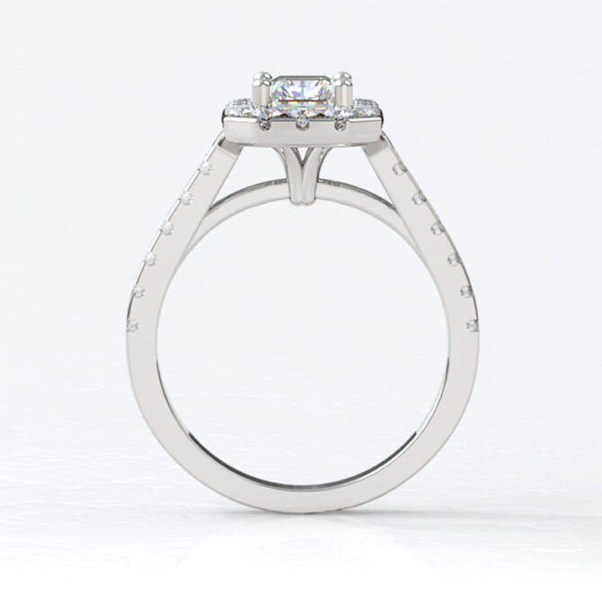 Custom made radiant cut halo and side stone engagement ring sb2169-image-1