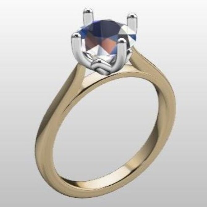 Custom made round cut compass tulip set solitaire engagement ring sb2183 quick image 02