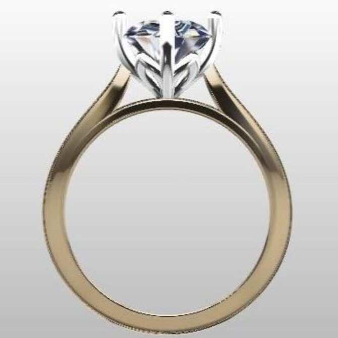 Custom made round cut compass tulip set solitaire engagement ring sb2183 quick image 03