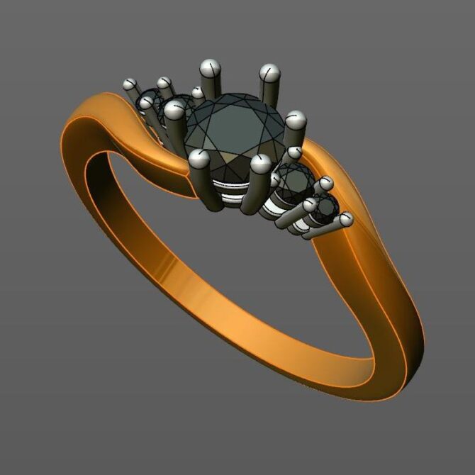 Custom made round cut five stone engagement ring SB4254 quick image 02