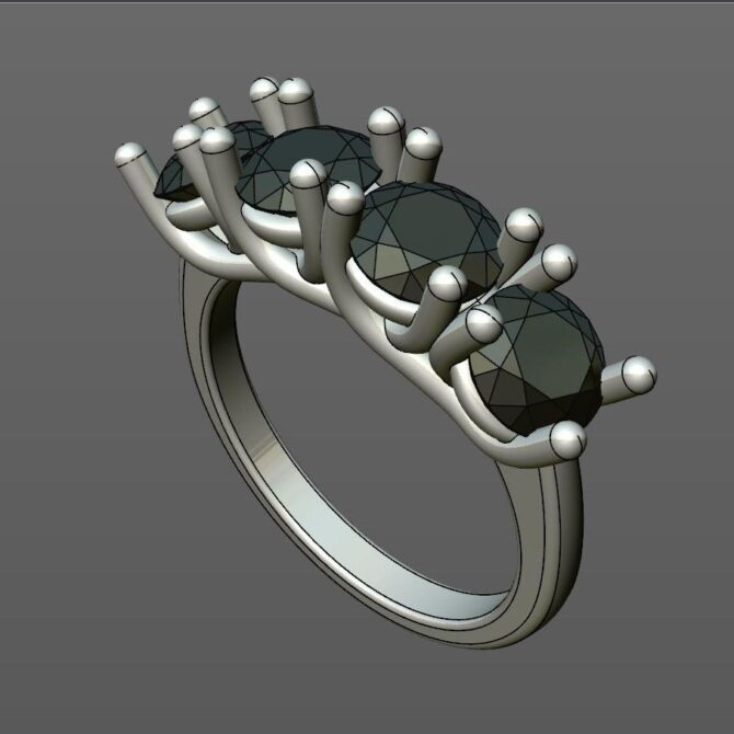 Custom made round cut four stone engagement ring SB4083 quick image 02