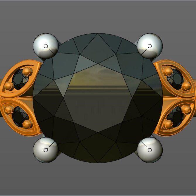 Custom made round cut side stone engagement ring SB2248 quick image 01