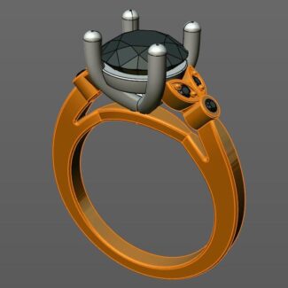 Custom made round cut side stone engagement ring SB2248 quick image 02