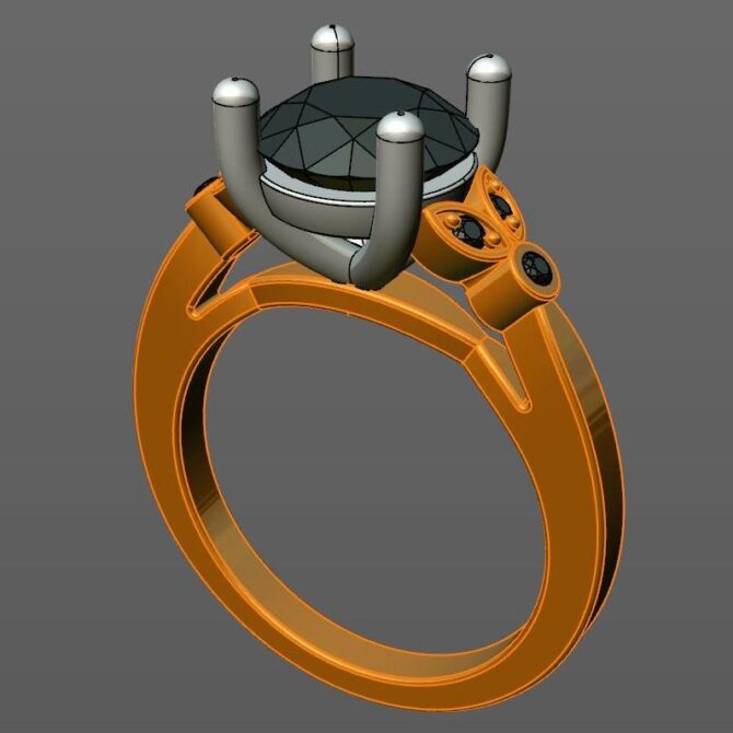 Custom made round cut side stone engagement ring SB2248 quick image 02