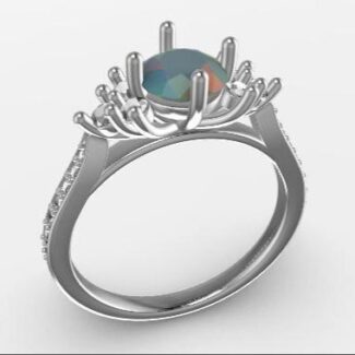 Custom made round cut side stone engagement ring SB4115 quick image 02