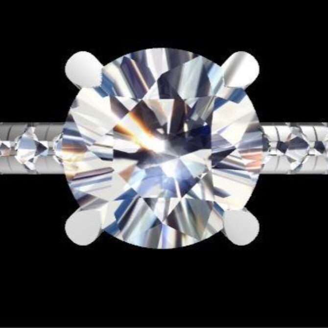 Custom made round cut side stone engagement ring sb2708 quick image 01