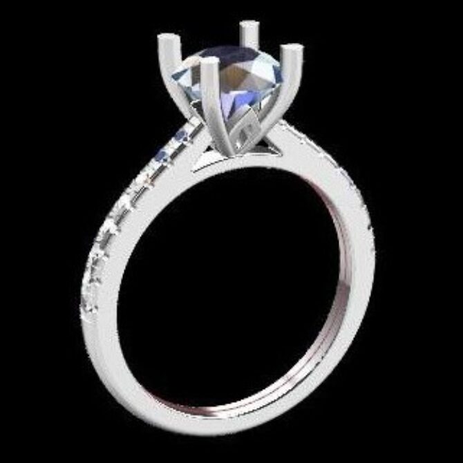 Custom made round cut side stone engagement ring sb2708 quick image 02