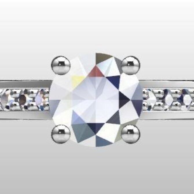 Custom made round cut side stone pave engagement ring sb2680 quick iamge 01