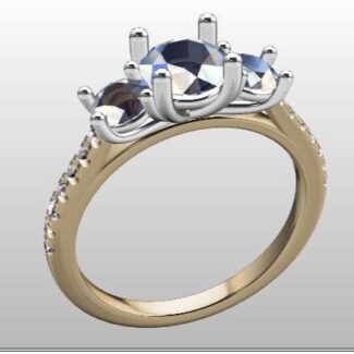 Custom made round cut three stone and side stone engagement ring sb2614 quick image 02
