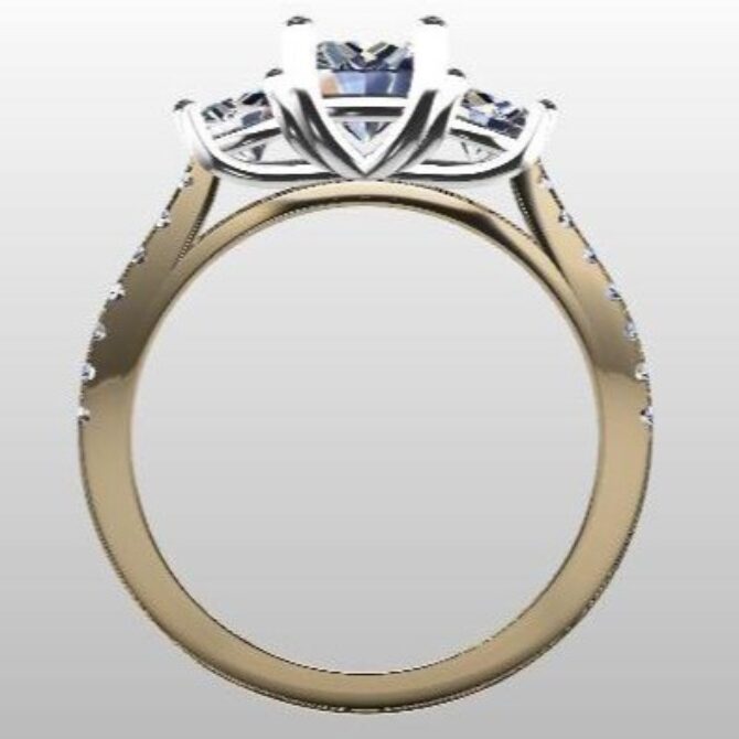 Custom made round cut three stone and side stone engagement ring sb2614 quick image 03