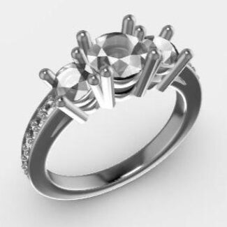 Custom made round cut three stone and side stone engagement ring sb4069 quick image 02