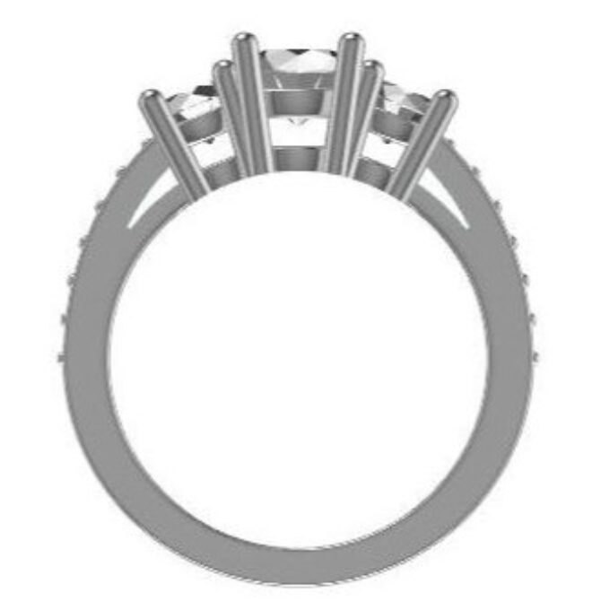 Custom made round cut three stone and side stone engagement ring sb4069 quick image 03