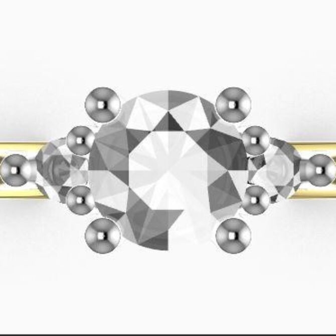 Custom made round cut three stone engagement ring SB4183 quick image 01