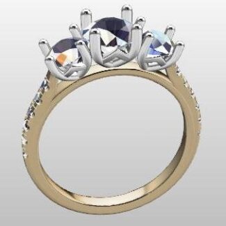 Custom made round cut three stone engagement ring sb2606 quick image 02