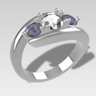 Custom made round cut three stone engagement ring sb4214 quick image 02