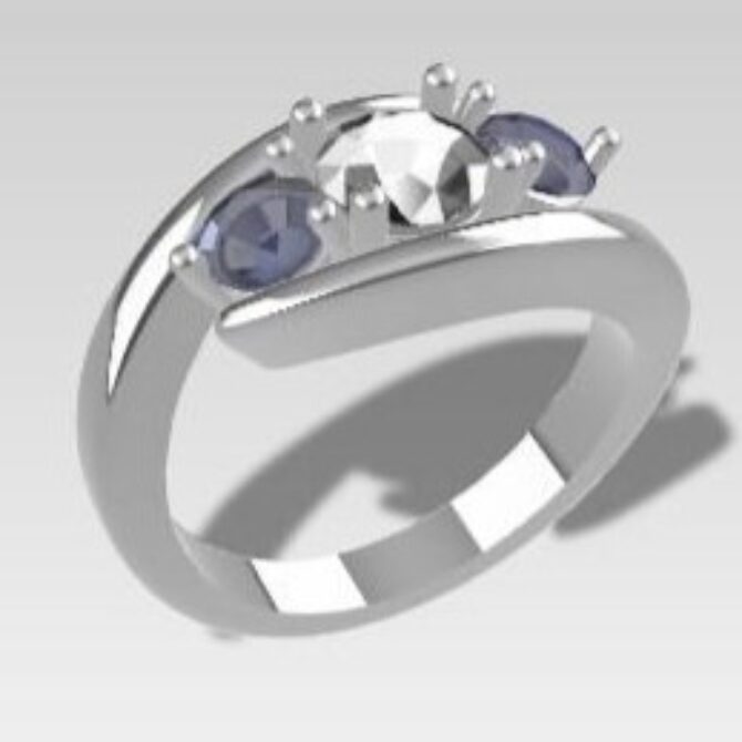 Custom made round cut three stone engagement ring sb4214 quick image 02