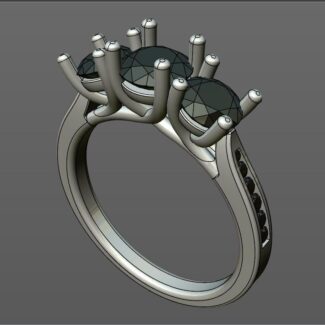 Custom made round three stone and side stone engagement ring SB4155 quick image 02