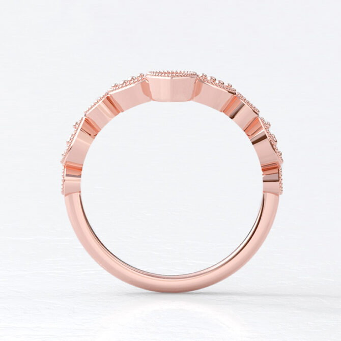 Custom made v shaped millgrain pear diamond set wedding ring sb4016 image 01