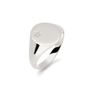 Gents Signet White Gold Wedding Ring SIG003