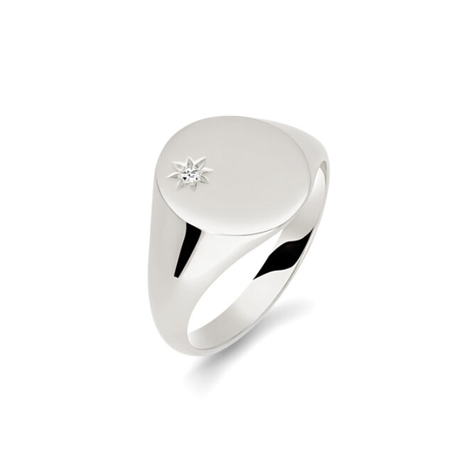 Gents Signet White Gold Wedding Ring SIG003