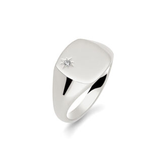 Gents Signet White Gold Wedding Ring SIG006