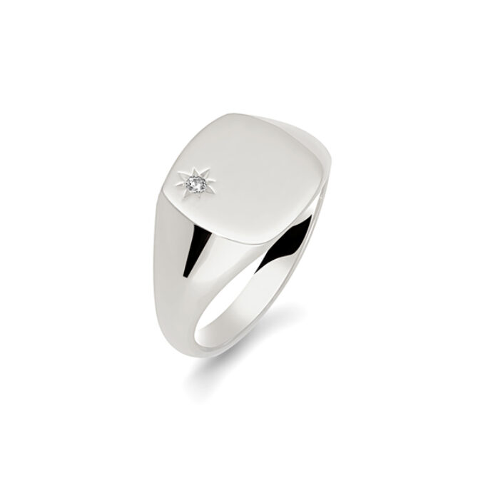 Gents Signet White Gold Wedding Ring SIG006