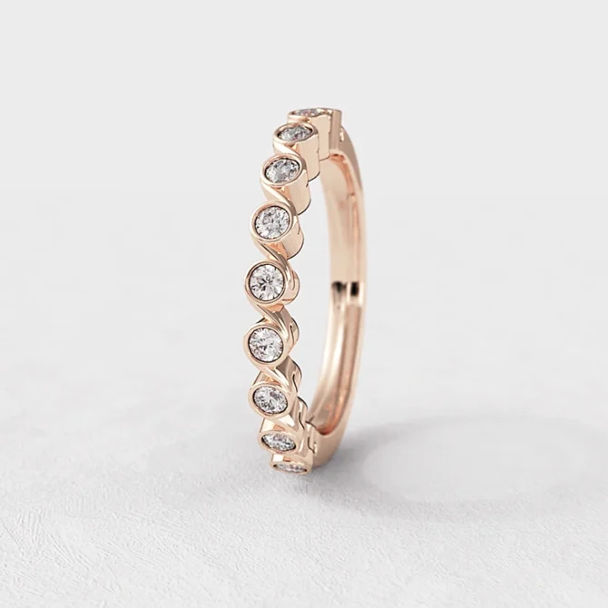 Swoop besel style diamond ladies wedding ring in rose gold sb2812