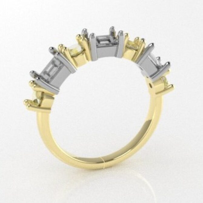 custom made diamond set baguette and round cut wedding ring SB4425v1 quick image 02