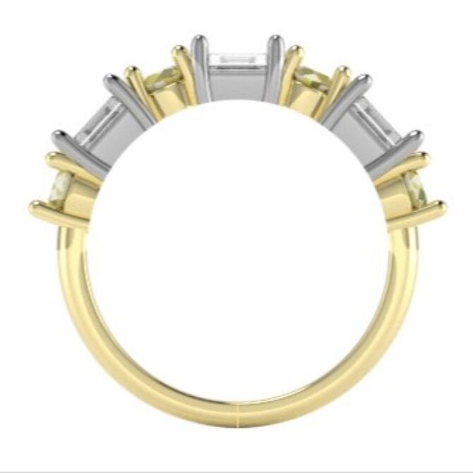 custom made diamond set baguette and round cut wedding ring SB4425v1 quick image 03