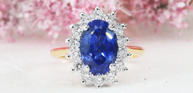2.80ct Oval Cut Sapphire & Diamond Ring GR121 (1)