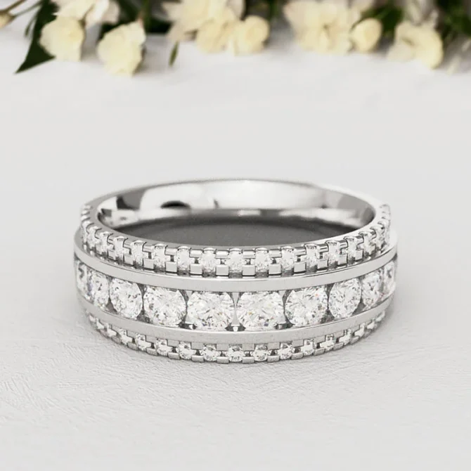 Bespoke Designed Claw And Channel Set Ladies Diamond Wedding Ring SB5222 (2)