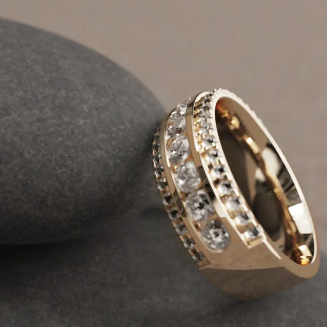 Bespoke Designed Claw And Channel Set Ladies Diamond Wedding Ring SB5222 (3)