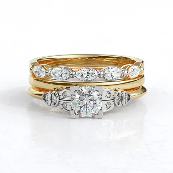 Custom Made Marquise Diamond Set Wedding Ring sb5148 With Engagement Ring PR1036 1