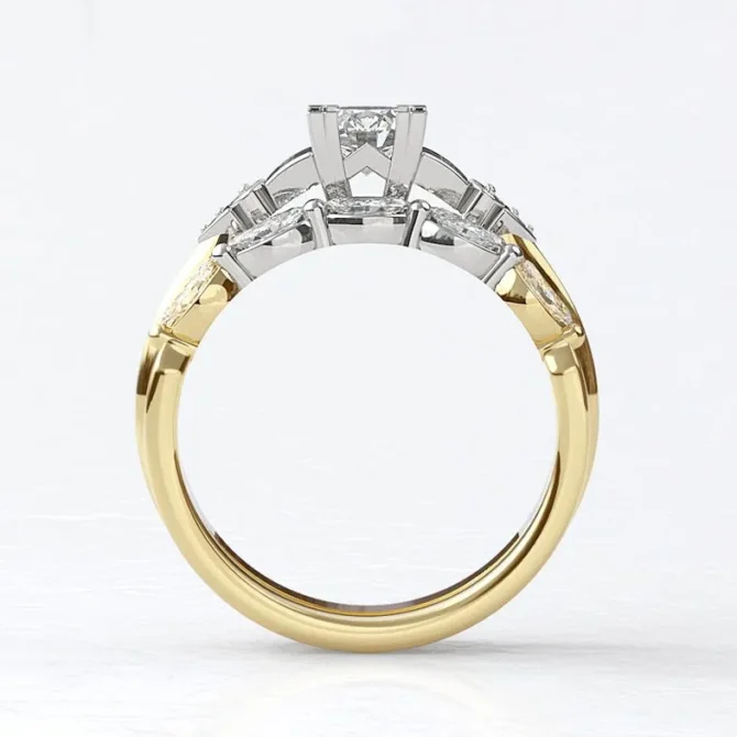 Custom Made Marquise Diamond Set Wedding Ring sb5148 v2 With Engagement Ring PR1036 2