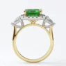 Custom made emarald and diamond halo with trillion cut diamond side stones 18k yellow Halo Engagment Ring sb5164 v2 image 01