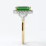 Custom made emarald and diamond halo with trillion cut diamond side stones 18k yellow Halo Engagment Ring sb5164 v2 image 02