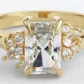 Custom made radiant cut centre diamond with pear and round 18k yellow gold side stone engagement ring sb5180 v2 - 03