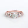 Custom made unique round cut and baguette 18k rose gold side stone engagement ring sb5221 image 03
