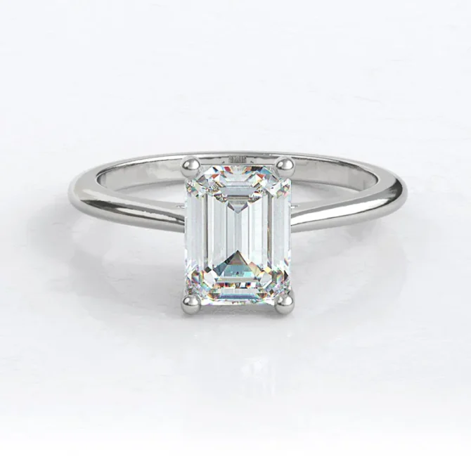 SR1019 18k white gold emerald cut diamond solitaire engagement ring image 1 from bespoke diamond