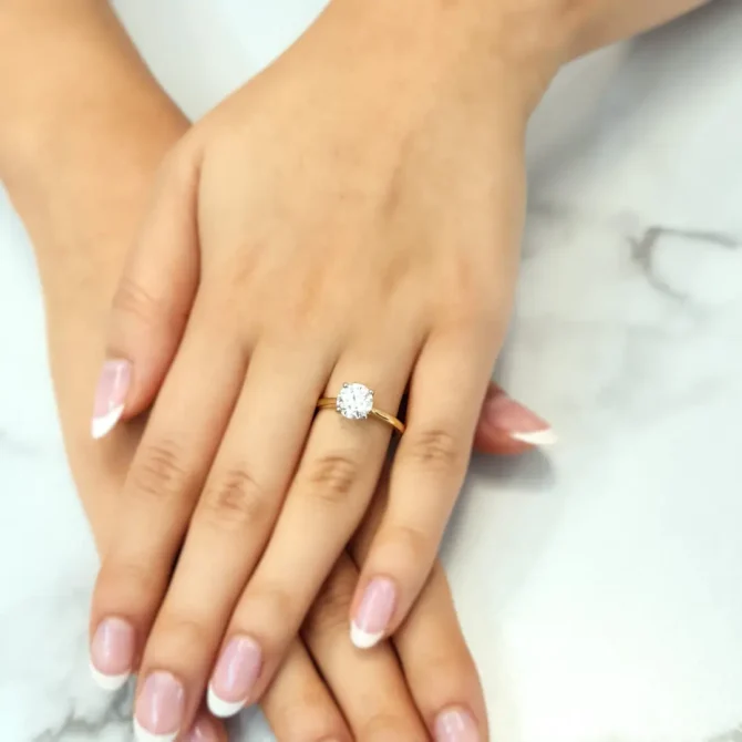 4 claw classic solitaire engagement ring on hand sr138 made in Ireland -1