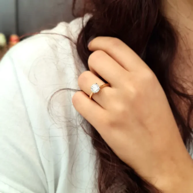 4 claw classic solitaire engagement ring on hand sr138 made in Ireland -2