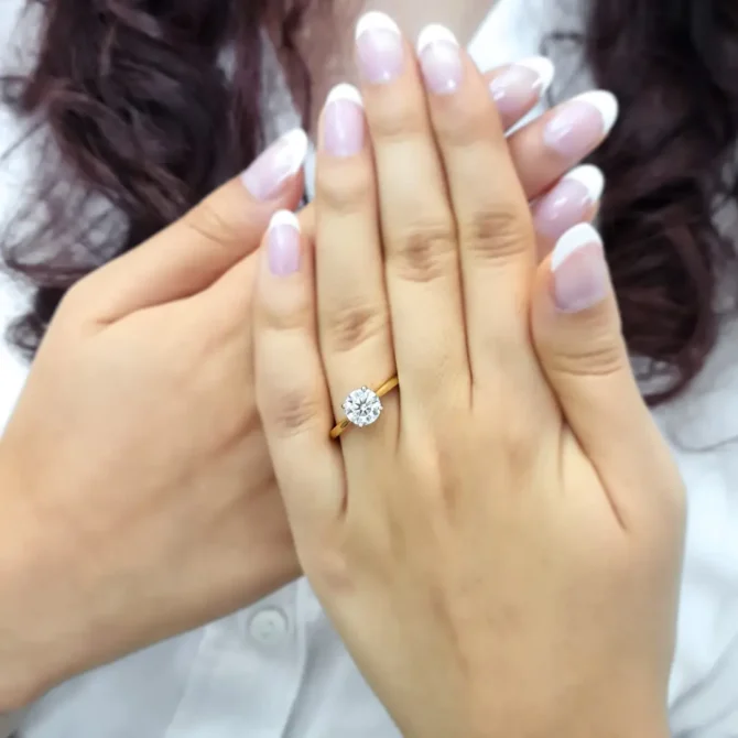 4 claw classic solitaire engagement ring on hand sr138 made in Ireland -3