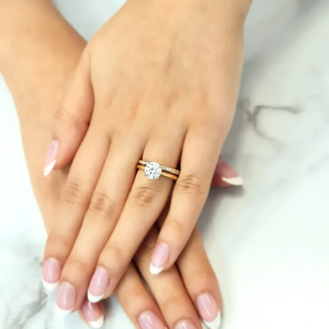 4 claw classic solitaire engagement ring on hand sr138 made in Ireland -4